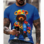 Animacinių me&scaron;kiukų grafiniai mar&scaron;kinėliai vyrams vaikams 3D spausdinti mieli gyvūnų mar&scaron;kinėliai vasaros mados trumpomis rankovėmis apvaliu kaklu Y2K mar&scaron;kinėliai S