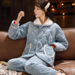 Plius Velvetas Žieminiai Moteri&scaron;ki &Scaron;ilti Namų Drabužiai Miego Drabužiai Moterims Flanelė Storas Koralinis Vilnas Mieli Animaciniai Pižama Didelis Dydis Pijama M