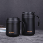 350 ml/500 ml nerūdijančio plieno kavos termoso puodelis &scaron;alto ir kar&scaron;to terminio vandens butelis su rankena biuro vakuuminės kolbos arbatos puodelis 350ml juoda