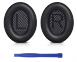 Pakaitiniai ausų pagalvėlės BOSE QC35 ausinėms, skirtoms QuietComfort 35 & 35 II ausinėms. Atminties putų ausų pagalvėlės. Auk&scaron;tos kokybės su laužtuvu. juoda