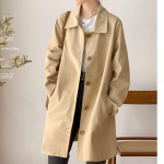 Women's Mid-Length Trench Coat - Simple Korean Style, Versatile Solid Color for Early Spring & Autumn XL