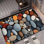Spalvingas akmenukų ir diatomų purvo sugeriantis vonios ir du&scaron;o kilimėlis 80x120cm Diatom Mud Rubber Base