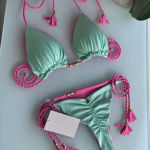 Seksualūs vasaros maudymosi kostiumėliai, moteri&scaron;ki brazili&scaron;ki bikini, leopardo maudymosi kostiumėliai su apynasriu &bdquo;Biquini Holiday&ldquo; dviejų dalių maudymosi kostiumėlis S