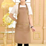 New Chef Waiter Cafe Shop Pure Color Cooking Apron for Woman Men BBQ Hairdresser Aprons Bibs Kitchen Accessory khaiki