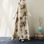 Berankovių Didelio dydžio medvilninės vintažinės gėlėtos naujos suknelės moterims laisvalaikio laisva ilga vasarinė suknelė