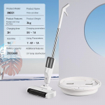 I&scaron;manus belaidis elektrinis &scaron;luostėlis buitiniam &scaron;lavimui ir plovimui integruotas grindų &scaron;veitiklis ne&scaron;iojamas besisukantis &scaron;luostėlis pilka