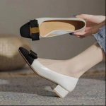 Klasikinis storas kulnas lankas, metalo apdaila, moteri&scaron;kos siurblys, paprastos kvadratinės galvos, odinės, moteri&scaron;kos vienviečiai batai madinga suknelė, didelė 42 dydžio avalynė 34