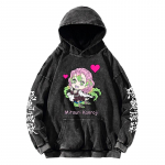 Kanroji Mitsuri Hoodis Anime Demon Slayer Megztinis Moterims Vyrams Drabužiai Ilgomis Rankovėmis Streetwear Skalbtas Medvilninis Megztinis Su Gobtuvu S juoda