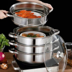 Sustorintas nerūdijančio plieno daugiasluoksnis garintuvas, skirtas naudoti namuose 30cm 4-layer (1 pot, 3 tiers)