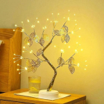 &bdquo;Bonsai Led&ldquo; stalinė medžio lempa, stalo dekoravimo perlamutriniai LED &scaron;viestuvai namams, miegamajam, patalpoms, vestuvių vakarėliui, dekoravimui su jutikliniu jungikliu maitinama baterija