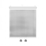 Automati&scaron;kai i&scaron;siplečiantys 130 cm naminių gyvūnų varteliai, baltas tinklelio barjeras katėms ir &scaron;unims su metaliniu rėmu, lengvas montavimas be įrankių, vietą taupantis namų saugos sprendimas balta