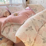Sutir&scaron;tintos raižytos pieno vilnos keturių dalių komplektas, vilnos antklodės užvalkalas koralų vilnos paklodė 1.8m bed