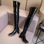 Moterys vir&scaron; kelių Auk&scaron;takulniai auk&scaron;takulniai batai Madingi kvadratiniai stambūs batai Moteris, žiema 2025 m. tendencija Chelsea Pumps Sexy Botas Mujer 40