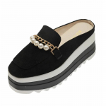 Grandinė Moteri&scaron;kos &Scaron;lepetės Madingi Moteri&scaron;ki batai 7cm Suede suede platforma Patogūs Loafers Baotou Outdoor Kasdieniai Mules &Scaron;lepetės 35 juoda