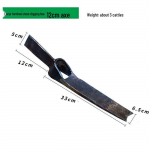 Ilgas medinis sodo kaplys: Daugiafunkcinis įrankis grėbimui, piktžolių ravėjimui, kasinėjimui ir sodinimui kalnuotame reljefe.