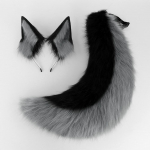 2 vnt./rinkinys Gyvūno Fursuit Ausys Uodega Helovino &Scaron;ventė Cosplay Galvos Apdangalas Pliu&scaron;inis Žvėris Vilko Uodegos Lapės Ausys Plaukų Juosta Kailuotas &Scaron;uo COS Uodega black
