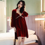 Seksualus nėriniuotas kimono chalatas rudens ir žiemos velvetinis moteri&scaron;kas vestuvinis pižamų komplektas pižama laisvas velvetinis namų drabužis 2XL
