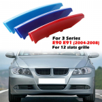 12 skersinių inkstų priekinių grotelių grotelių lipdukas juostelės dangtelio segtukas M-Sport dekoratyvinės dalys tinka BMW 3 serijos E90 E91 Grille Clip