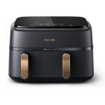 Friteuse sans huile - PHILIPS - NA352/04 - Airfryer S&eacute;rie 3000 double panier 9L avec accessoire - 8 pr&eacute;r&eacute;glages - 2750W - Noir/Dor&eacute; juoda