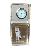 Akita, Akita Inu - crystal clock with a photo, a photo of a dog in crystal, personalized desk clock by Art-Dog brand skaidri