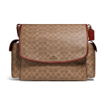 Coach Baby 35 Signature Sklendė Dengtas Drobės Ir Ver&scaron;io Odos Crossbody Messenger Pečių Krep&scaron;ys Dideli Baby Krep&scaron;iai Ruda Rūdys 99291-B4NQ4 Basic Set (Bag+Dust Bag)