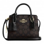 Rankinė Coach Andrea 16 Užtrauktuko užsegimas Logotipo dengtas drobės Mini peties įstrižai ne&scaron;iojama rankinė Moteri&scaron;ka rankinė Rie&scaron;uto juoda CW304-IMXAQ Basic Set (Bag+Dust Bag)