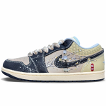 Jordan Air Jordan 1 Slip Resistant Slip Resistant Low top Vintage Basketball Shoes Men's Ecru HQ3437-101(Team501-) 44 gray