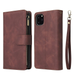Auk&scaron;čiausios kokybės odinis piniginės dėklas, skirtas iPhone 16 15 14 13 12 11 17 Pro Max Plus 17Air 16e, su užtrauktuku, kortelių lizdais, magnetiniu atverčiamu dangteliu For iPhone 13 Mini&Case & Strap kava