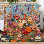 3D Bohemi&scaron;kas gėlių pledas - Siuvinėtas gėlių lauko dizainas, mink&scaron;tas flanelas miegamajam/sofai/i&scaron;kylai, ry&scaron;ki dekoratyvinė antklodė 150X200cm(59x79in) gray