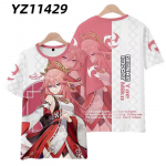 Naujas žaidimas Anime Genshin Impact Hutao Yae Miko Spausdintas mar&scaron;kinėlis 3D Vyrams Moterims Cosplay Mar&scaron;kinėliai Vasaros Gatvės Harajuku Unisex Drabužiai XL