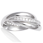 Alliance Argent 'Trio' blanc argent&eacute; (rhodi&eacute;) - 3 anneaux- 3 mm
