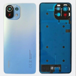 Naujos originalios, skirtos Xiaomi Mi11 Lite akumuliatoriaus galinio dangtelio dalys su fotoaparato stiklu, galinio akumuliatoriaus stiklo durelių korpuso keitimas mėlyna