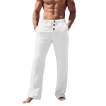 Vyri&scaron;kos laisvalaikio laisvos ir patogios kelnės Medvilninės lininės kelnės L armijos žalia spalva