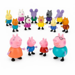 AjieQaQ Peppa Pig 14 dalių figūrėlių rinkinys, daugiaspalvis plastikas, kolekcionuojamas eksponatas ir teminiai žaidimų žaislai vaikams nuo 3 metų