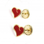 Les Tr&eacute;sors De Lily [J0414] - Boucles d'Oreilles 'Love' rouge (Or - 9 carats) - 6x5 mm