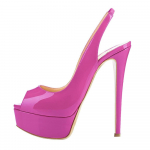 Moteri&scaron;ki sandalai Sexy 14CM Super auk&scaron;takulniai atvirais pir&scaron;tais, platforma sandalai Gladiator vakarėlio suknelė Raudoni vestuviniai batai 37 violetinė