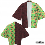 Vyri&scaron;ka ir moteri&scaron;ka &bdquo;Demon Slayer&ldquo; anime periferinė &bdquo;Haori&ldquo; kimono striukė &bdquo;Tanjiro&ldquo; komplektas, chalatas, apsiaustas pižama XL