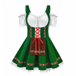 Moteri&scaron;kas &bdquo;Oktoberfest&ldquo; kostiumas Vokietijos Bavarijos &bdquo;Dirndl&ldquo; alaus tarnaitė puo&scaron;ni suknelė S-4XL 3XL žalia
