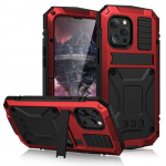 Smūgiams atsparus dėklas IPhone 15 14 13 Pro Max pilnas dėklas tvirtas &scaron;arvuotas metalinis ekrano apsaugos dangtelis For iPhone 15 Pro raudona