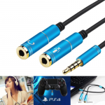 Ne&scaron;iojamų ausinių adapterio skirstytuvo 3,5 mm lizdo laidas su atskira mikrofono ir garso ausinių jungtimi juoda