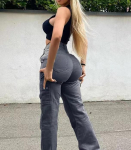 Auk&scaron;tu juosmeniu Džinsai Ki&scaron;enės Cargo Pants Moteri&scaron;kos estetinės džinsinės kelnės Gatvės apranga