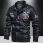 Rudens žiemos striukė Vyri&scaron;ki siuvinėjimai Beisbolo striukės Pu odiniai paltai Slim Fit College Malleluxury Fleece Pilot odinės striukės