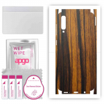apgo Protective Skin Sticker for the back+sides compatible with Samsung Galaxy A50, Full Wrap Film, Foil, Vinyl - Pattern Tigerwood