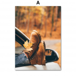 Rudens Nukritę Lapai Klevas Elnias Dviratis Kamera Rudens Plakatai ir Spaudiniai Sienų Menas Drobės Tapyba Svetainei Namų Dekoravimas 21X30cm No Frame