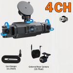 Nauja automobilio prietaisų skydelio kamera 4 kanalų 1080p vairavimo kamera naktinio matymo WiFi, skirta automobiliniam DVR 360&deg; priekinė kairioji de&scaron;inė galinė kilpa, įra&scaron;ymo juodoji dėžutė 4Ch DVR 0G