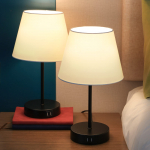 Japoni&scaron;ko stiliaus stalinė lempa, aplinkos ap&scaron;vietimas, pastatoma lempa, E26, su 60W LED lempute, prie lovos, 2 USB įkrovimo lizdai, 3 lygių jutiklinis pritemdymas, vakarieti&scaron;ko stiliaus
