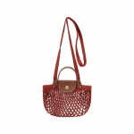 Longchamp Le Pliage Filet Tu&scaron;čiavidurio Dizaino Audinio Tinklinis Krep&scaron;ys Austas Rankinis Crossbody Pečių Krep&scaron;ys Mini Moteri&scaron;ki krep&scaron;iai Ka&scaron;toninis 10139HVH204 Reddish Umber
