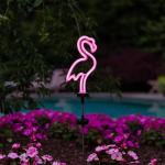 LED pauk&scaron;čių lempa Flamingo neoninė saulės energijos lemputė lauko tvoros ap&scaron;vietimas vidinio kiemo sodo saulės LED lempa, atspari vandeniui lauko apdaila