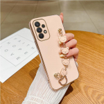 Me&scaron;kiuko apyrankės laikiklis padengtas silikoninis telefono dėklas, skirtas Samsung Galaxy A53 A73 A33 A52 A52s A72 A32 4G 5G A51 A71 A12 A31 A21S Fe apsauginis dangtelis A32 4G rožinė