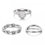 3 dalių rinkinys Žiedas Smiley I&scaron;kirptas žiedų rinkinys Kombinuotas mergaičių eleganti&scaron;kas mados žiedas I&scaron;skirtiniai dovanų papuo&scaron;alai dramblio kaulas